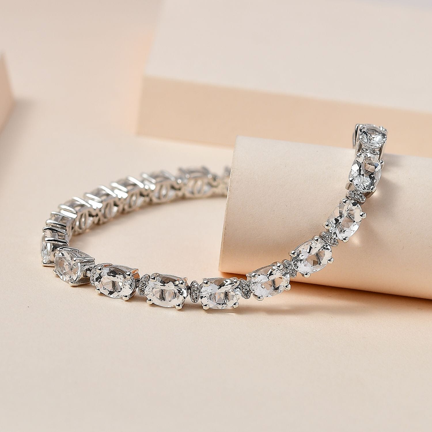 Brazilian Petalite and White Zircon Bracelet in Platinum Over Sterling Silver (7.25 In) 11.20 ctw