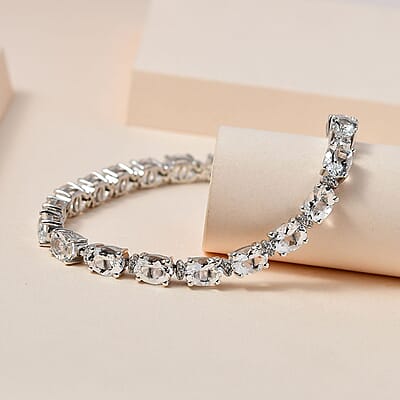 Brazilian Petalite and White Zircon Bracelet in Platinum Over Sterling Silver (7.25 In) 11.20 ctw