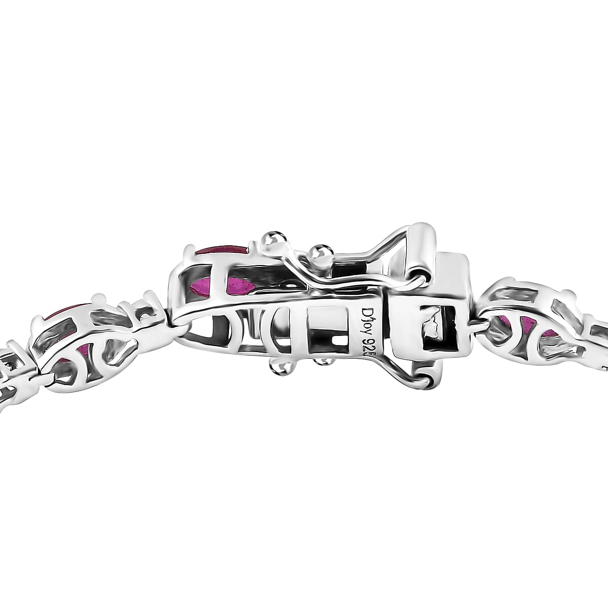 Niassa Ruby (FF) and White Zircon Bracelet in Platinum Over Sterling Silver (7.25 In) 8.10 ctw image number 3