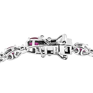 Niassa Ruby (FF) and White Zircon Bracelet in Platinum Over Sterling Silver (7.25 In) 8.10 ctw