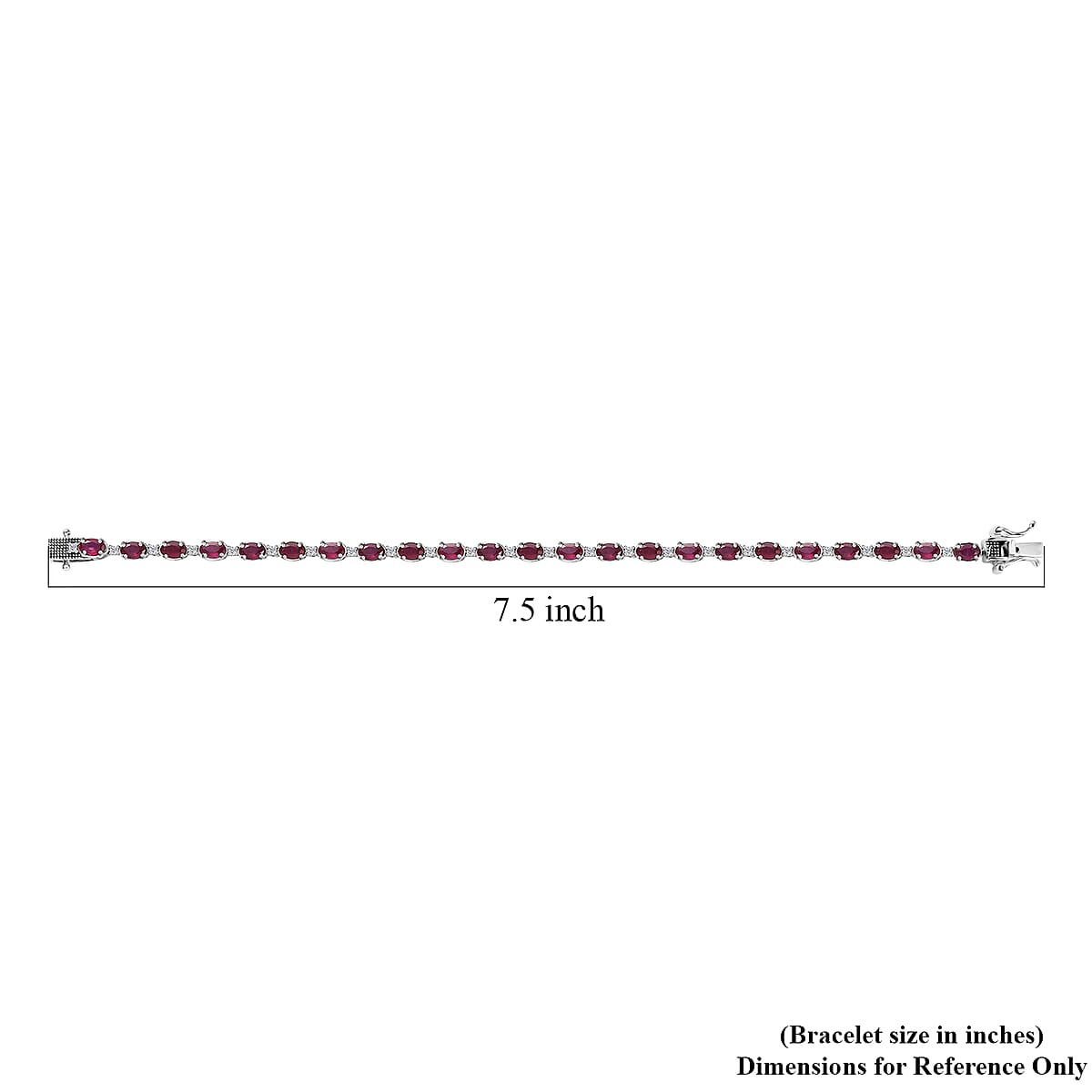 Niassa Ruby (FF) and White Zircon Bracelet in Platinum Over Sterling Silver (7.25 In) 8.10 ctw image number 4