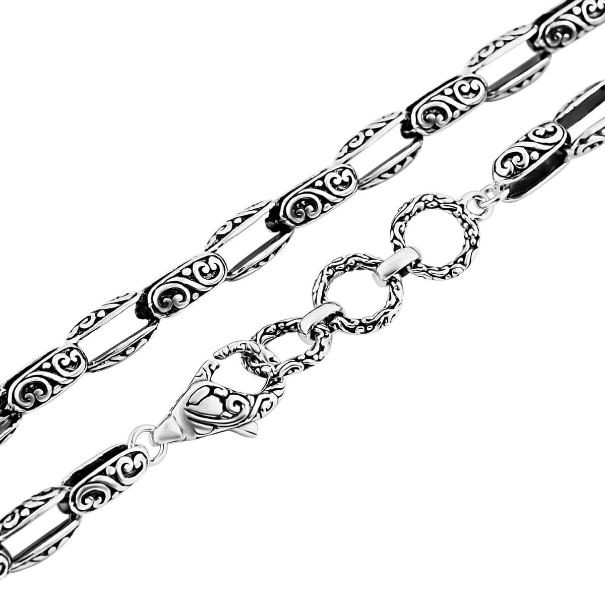 Bali Legacy Sterling Silver Engraved Oval Link Necklace 22-23.75 Inches 46.85 Grams image number 3