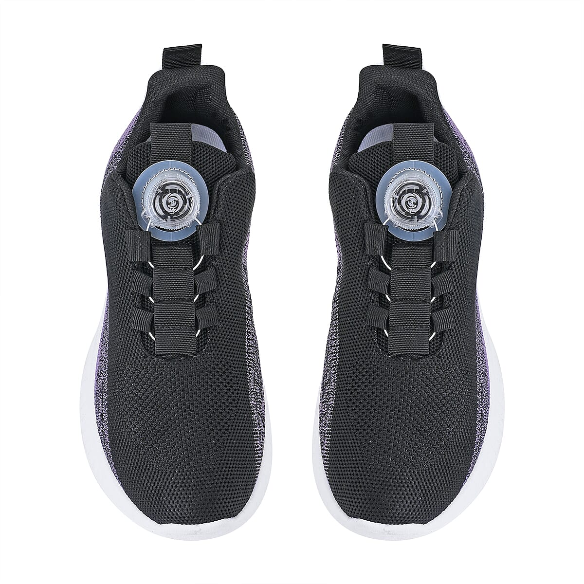 Women's Rotary Buckle Tennis Shoes - Black (Size 10-10.5) image number 4