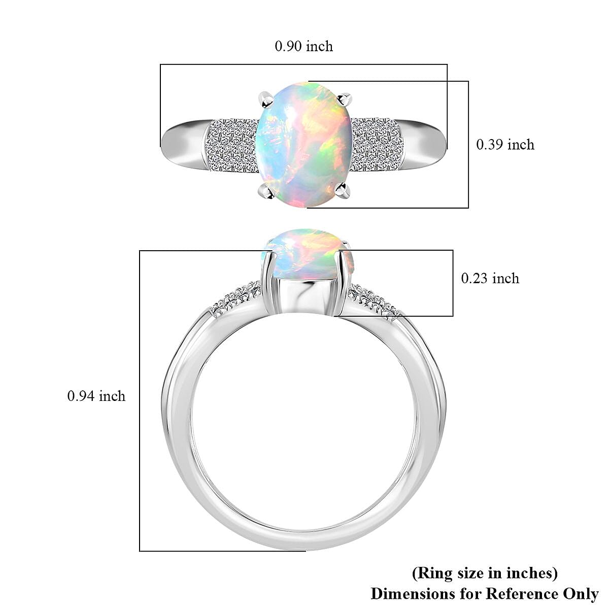 Ethiopian Welo Opal and Diamond Ring in Platinum Over Sterling Silver (Size 10.0) 1.30 ctw