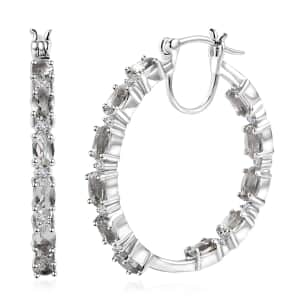 Brazilian Petalite and White Zircon Inside Out Hoop Earrings in Platinum Over Sterling Silver 4.30 ctw