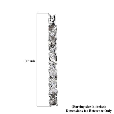 Brazilian Petalite and White Zircon 4.30 ctw Inside Out Hoop Earrings in Platinum Over Sterling Silver