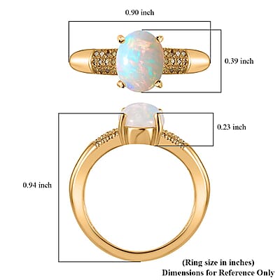 Ethiopian Welo Opal and Yellow Diamond Ring in Vermeil Yellow Gold Over Sterling Silver (Size 10.0) 1.30 ctw