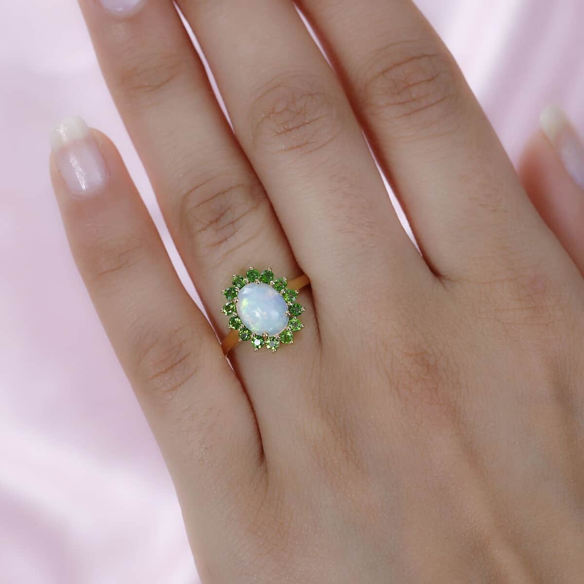 Ethiopian Welo Opal and Chrome Diopside Sunburst Ring in Vermeil Yellow Gold Over Sterling Silver (Size 5.0) 1.90 ctw image number 2