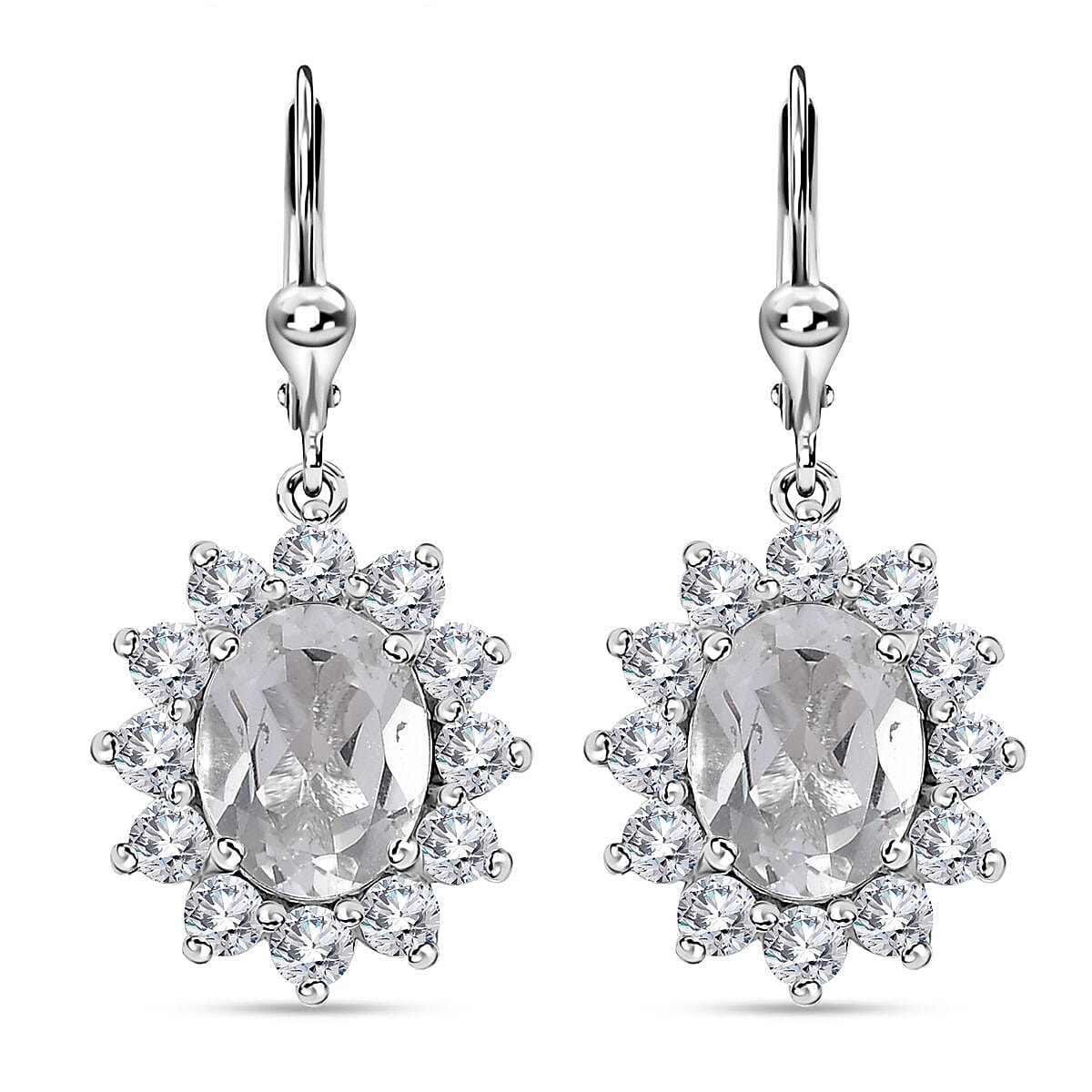 White Topaz Lever Back Earrings in Platinum Over Sterling Silver 6.25 ctw image number 0