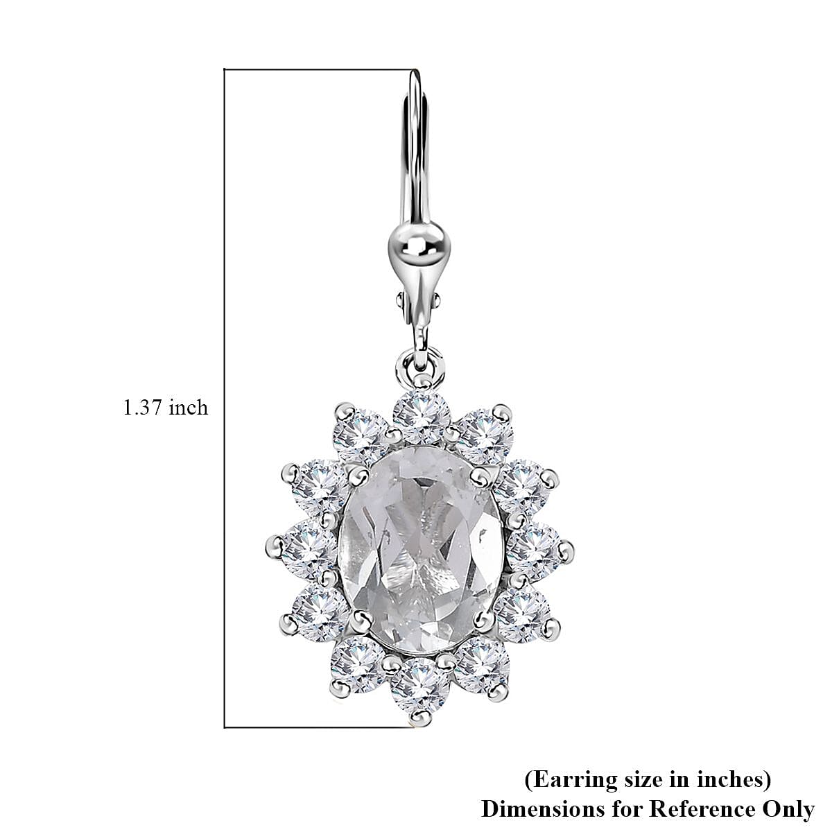 White Topaz 6.25 ctw Sunburst Lever Back Earrings in Platinum Over Sterling Silver