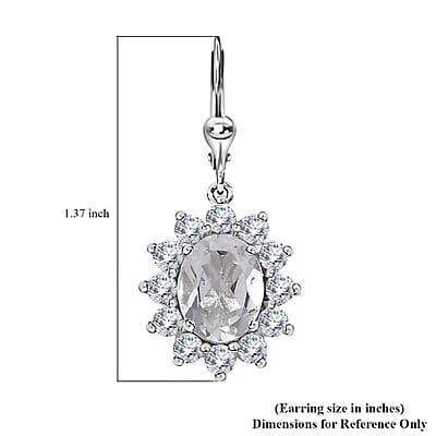 White Topaz 6.25 ctw Sunburst Lever Back Earrings in Platinum Over Sterling Silver