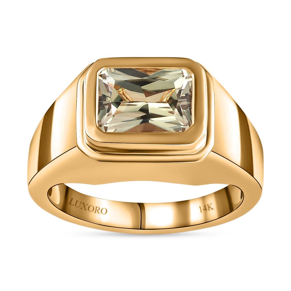 Luxoro 14K Yellow Gold AAA Turkizite Solitaire Men's Ring 8 Grams 3.75 ctw (Del. in 10-12 Days) image number 0