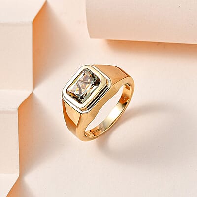 Luxoro AAA Turkizite 4.20 ctw Men's Ring in 14K Yellow Gold (Size 10.0) 7.90 Grams