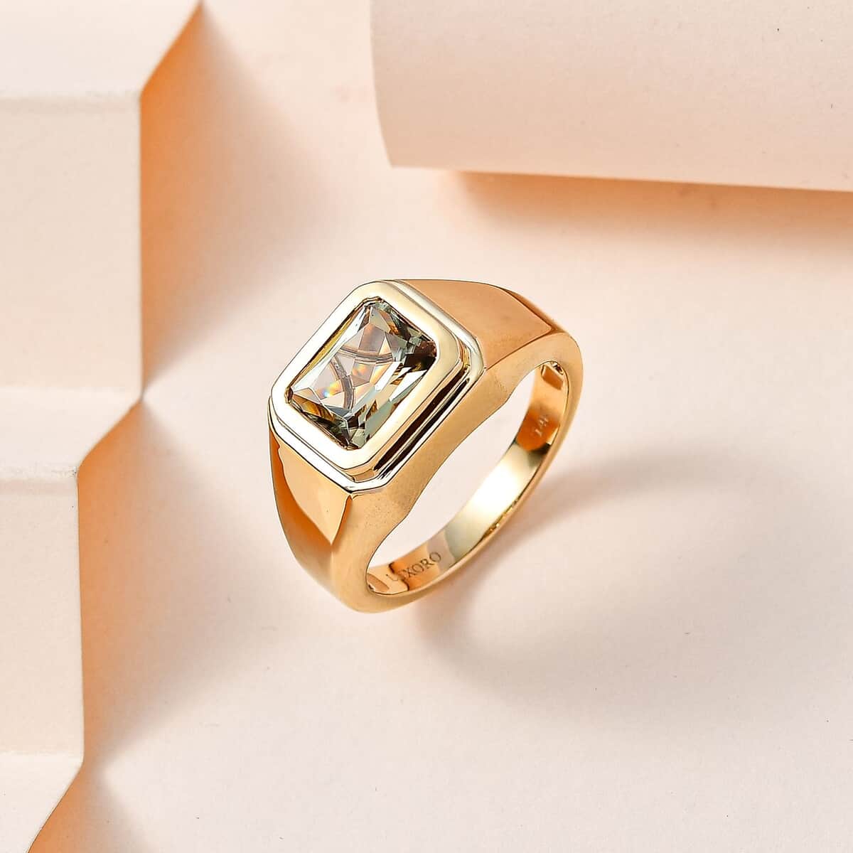 Luxoro 14K Yellow Gold AAA Turkizite Men's Ring (Size 10.0) 7.90 Grams 4.20 ctw image number 1
