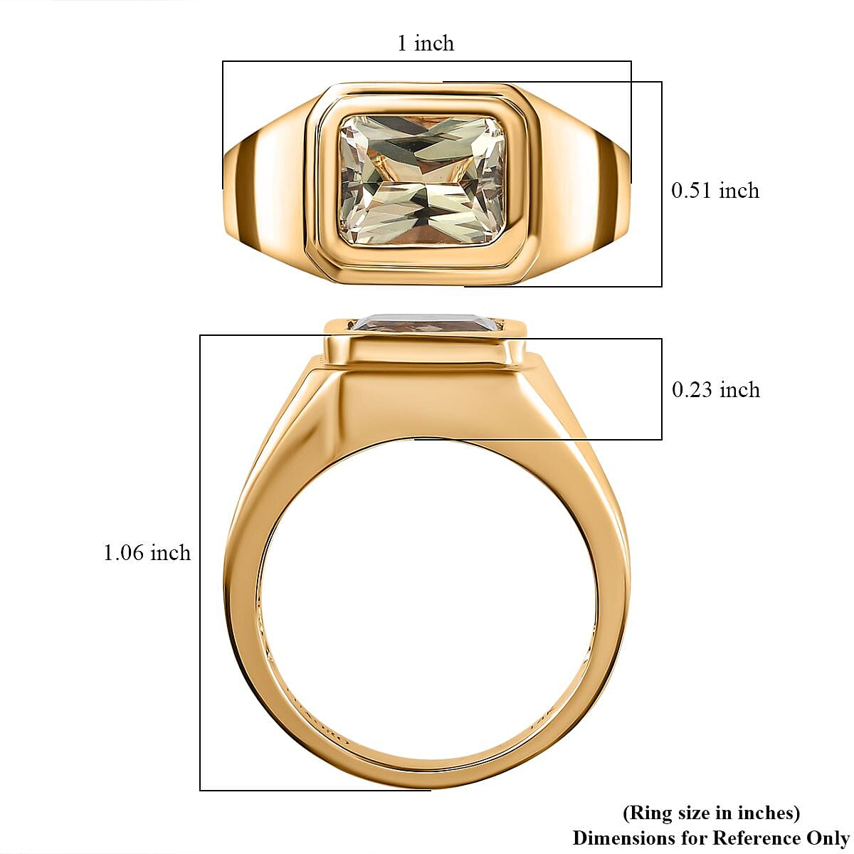 Luxoro AAA Turkizite 4.20 ctw Men's Ring in 14K Yellow Gold (Size 10.0) 7.90 Grams