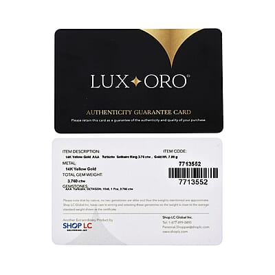 Luxoro AAA Turkizite 4.20 ctw Men's Ring in 14K Yellow Gold (Size 10.0) 7.90 Grams