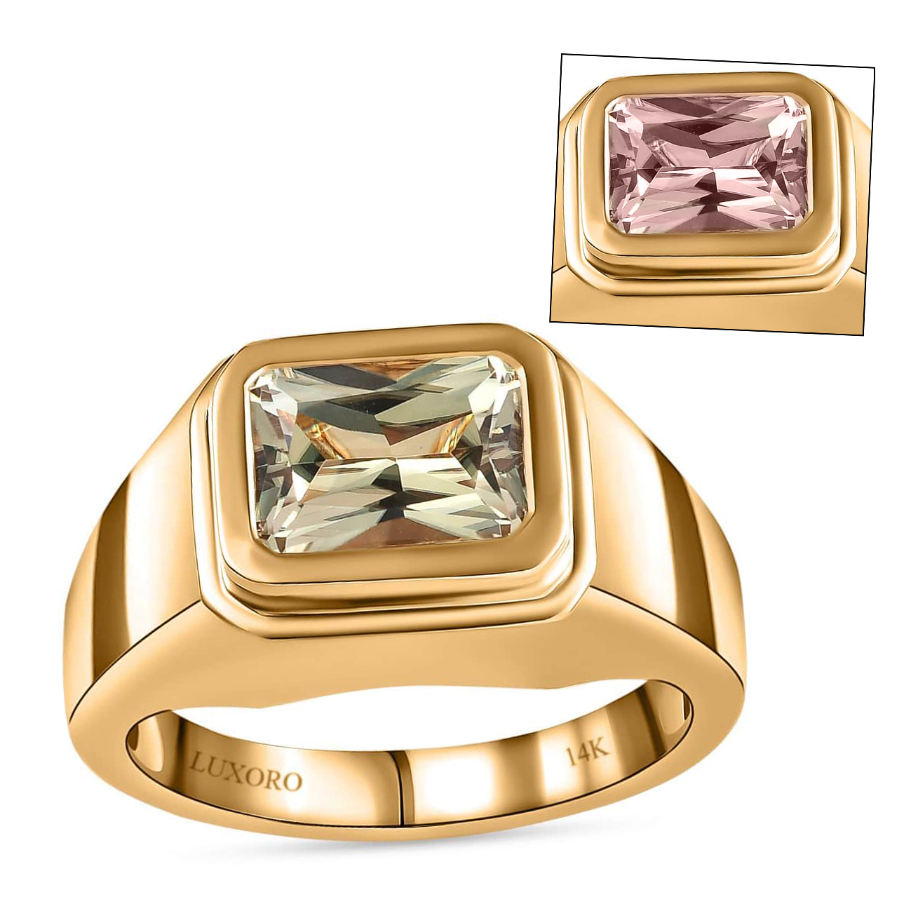 Luxoro AAA Turkizite 4.20 ctw Men's Ring in 14K Yellow Gold (Size 11.0) 7.90 Grams