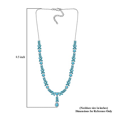 Sleeping Beauty Turquoise and White Zircon Necklace 18 Inches in Platinum Over Sterling Silver 19.20 ctw