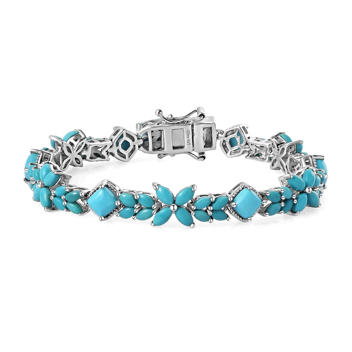 Sleeping Beauty Turquoise Bracelet in Platinum Over Sterling Silver (6.50 In) 11.00 ctw image number 0