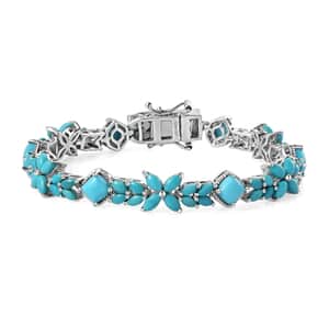 Sleeping Beauty Turquoise Bracelet in Platinum Over Sterling Silver (6.50 In) 11.00 ctw