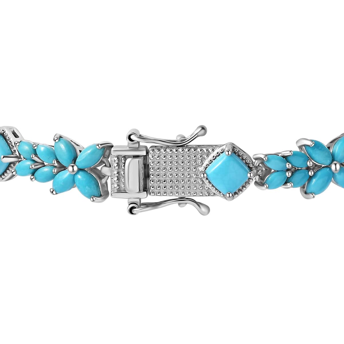 Sleeping Beauty Turquoise Bracelet in Platinum Over Sterling Silver (6.50 In) 11.00 ctw image number 3