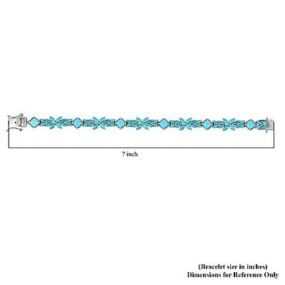 D'Joy Sleeping Beauty Turquoise Bracelet in Platinum Over Sterling Silver (6.50 In) 11.00 ctw
