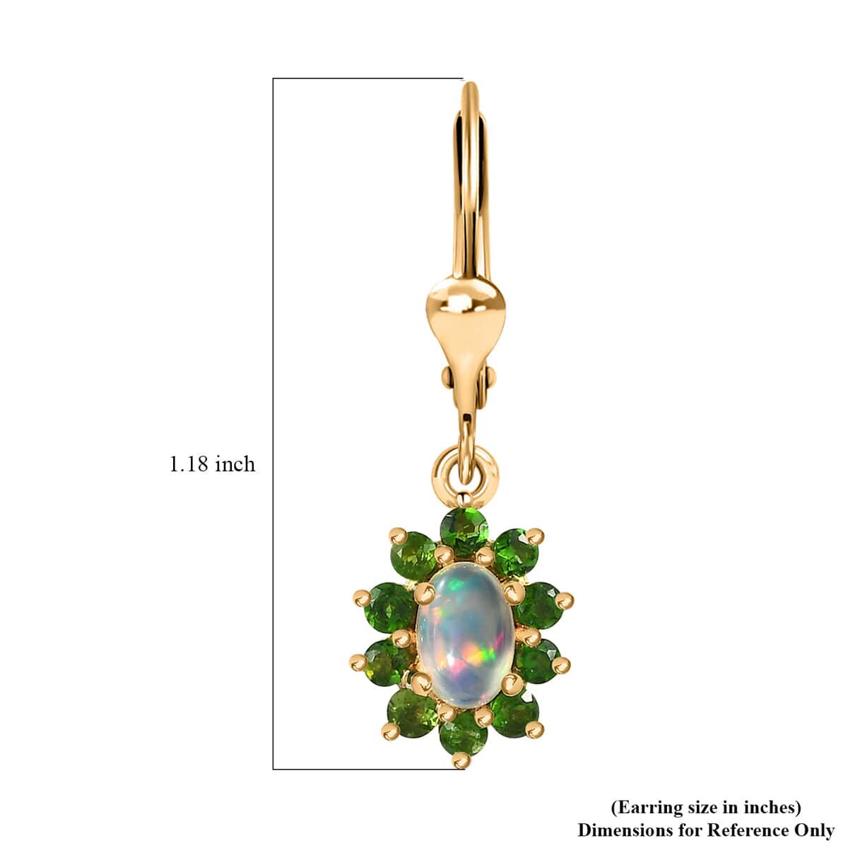 Ethiopian Welo Opal and Chrome Diopside Sunburst Lever Back Earrings in Vermeil Yellow Gold Over Sterling Silver 1.50 ctw image number 5