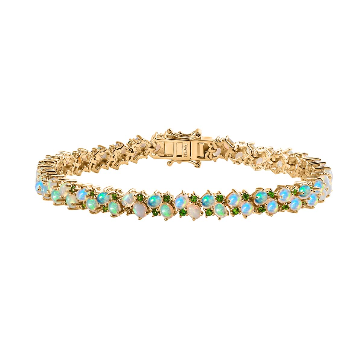 Bali Legacy Ethiopian Welo Opal and Chrome Diopside Bracelet in Vermeil Yellow Gold Over Sterling Silver (8.00 In) 9.60 ctw image number 0