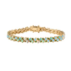 Ethiopian Welo Opal and Chrome Diopside Bracelet in Vermeil Yellow Gold Over Sterling Silver (8.00 In) 9.60 ctw