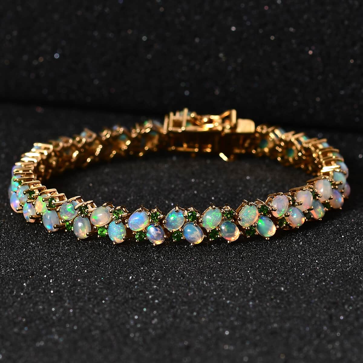 Ethiopian Welo Opal and Chrome Diopside Bracelet in Vermeil Yellow Gold Over Sterling Silver (8.00 In) 9.60 ctw image number 2