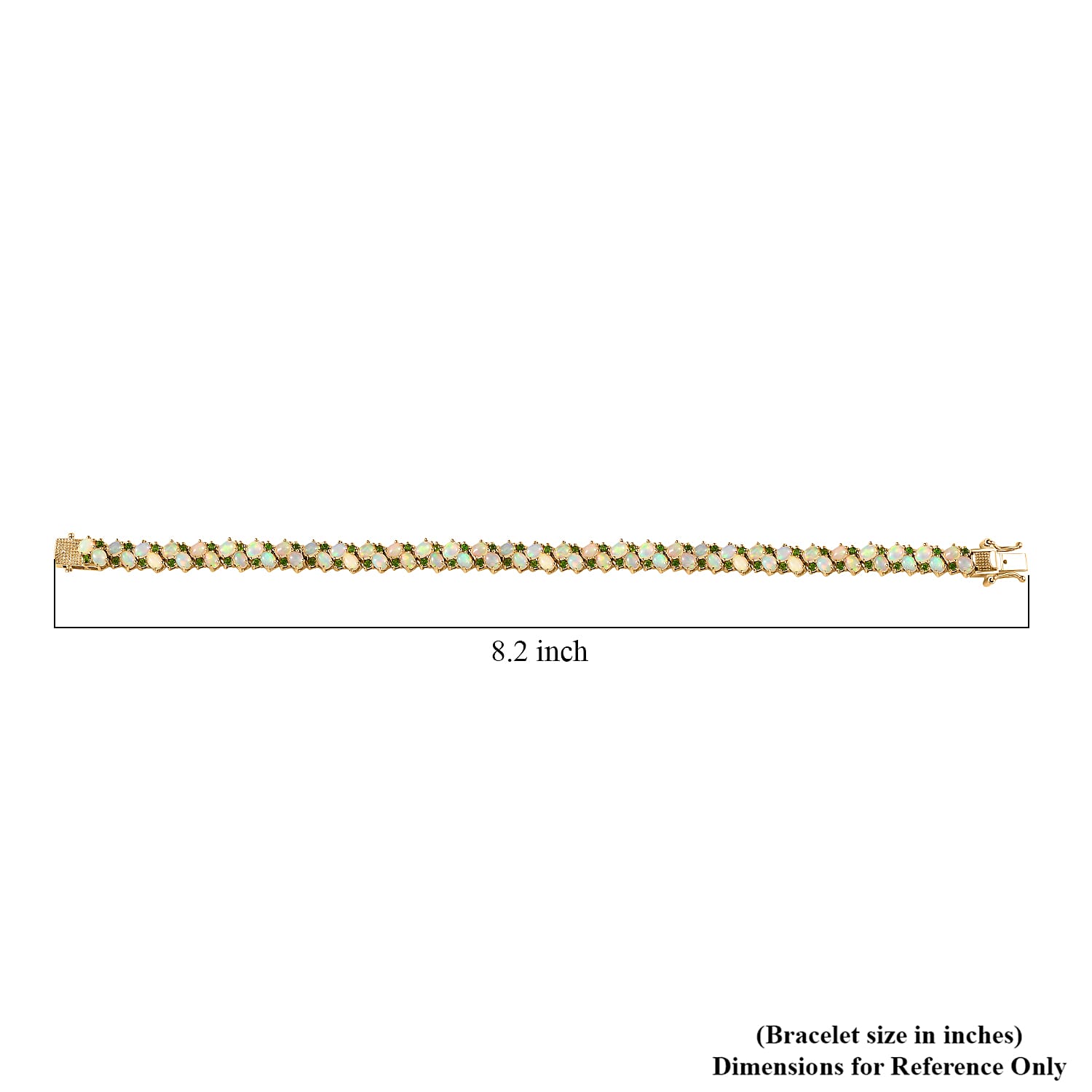 Ethiopian Welo Opal and Chrome Diopside Bracelet in Vermeil Yellow Gold Over Sterling Silver (8.00 In) 9.60 ctw