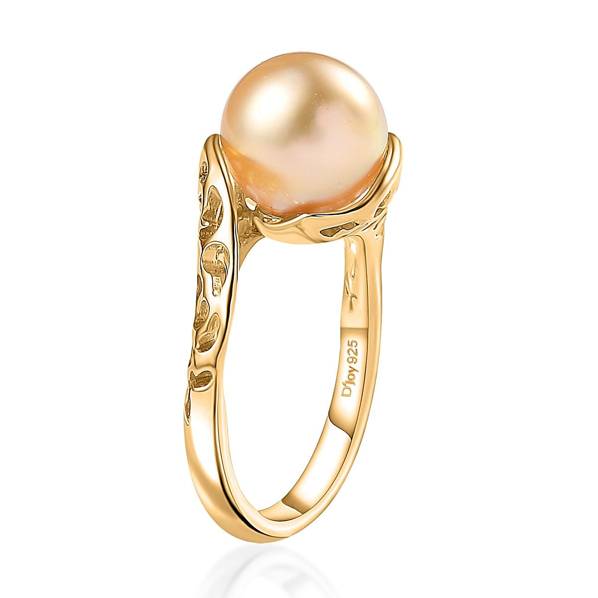 South Sea Golden Pearl Bypass Ring in Vermeil Yellow Gold Over Sterling Silver (Size 10.0)