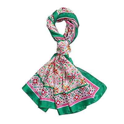 Pink Kaleidoscope Bucket Hat and Polyester Scarf Set - One Size