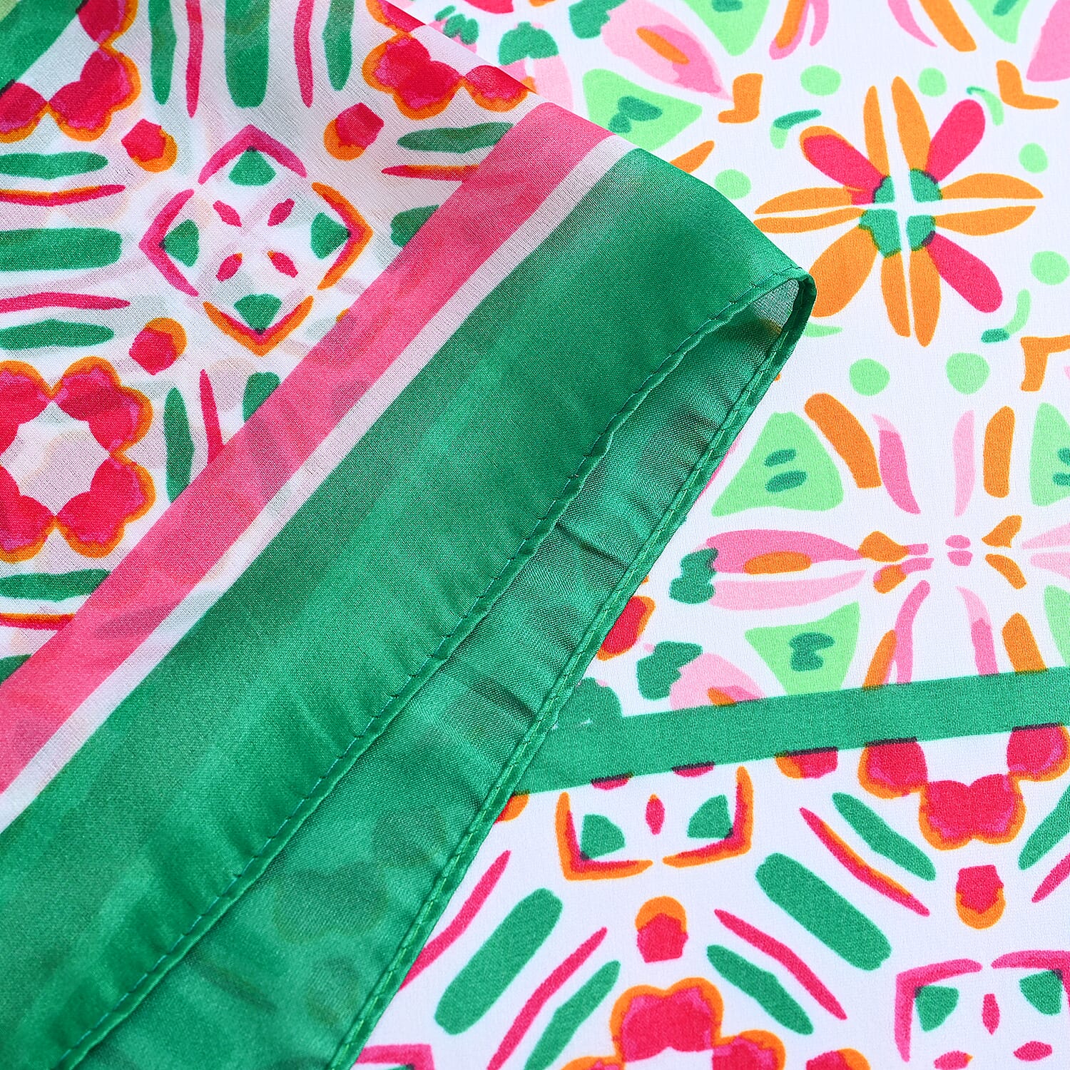 Pink Kaleidoscope Bucket Hat and Polyester Scarf Set - One Size