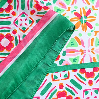 Pink Kaleidoscope Bucket Hat and Polyester Scarf Set - One Size