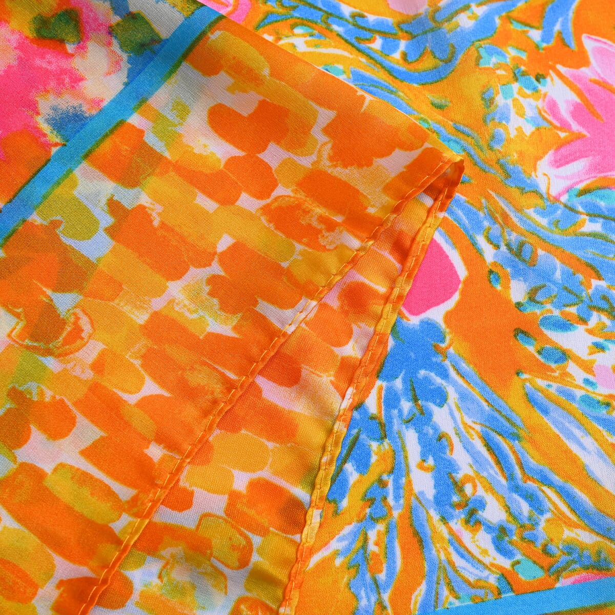 Orange Paisley Bucket Hat and Polyester Scarf Set - One Size image number 5