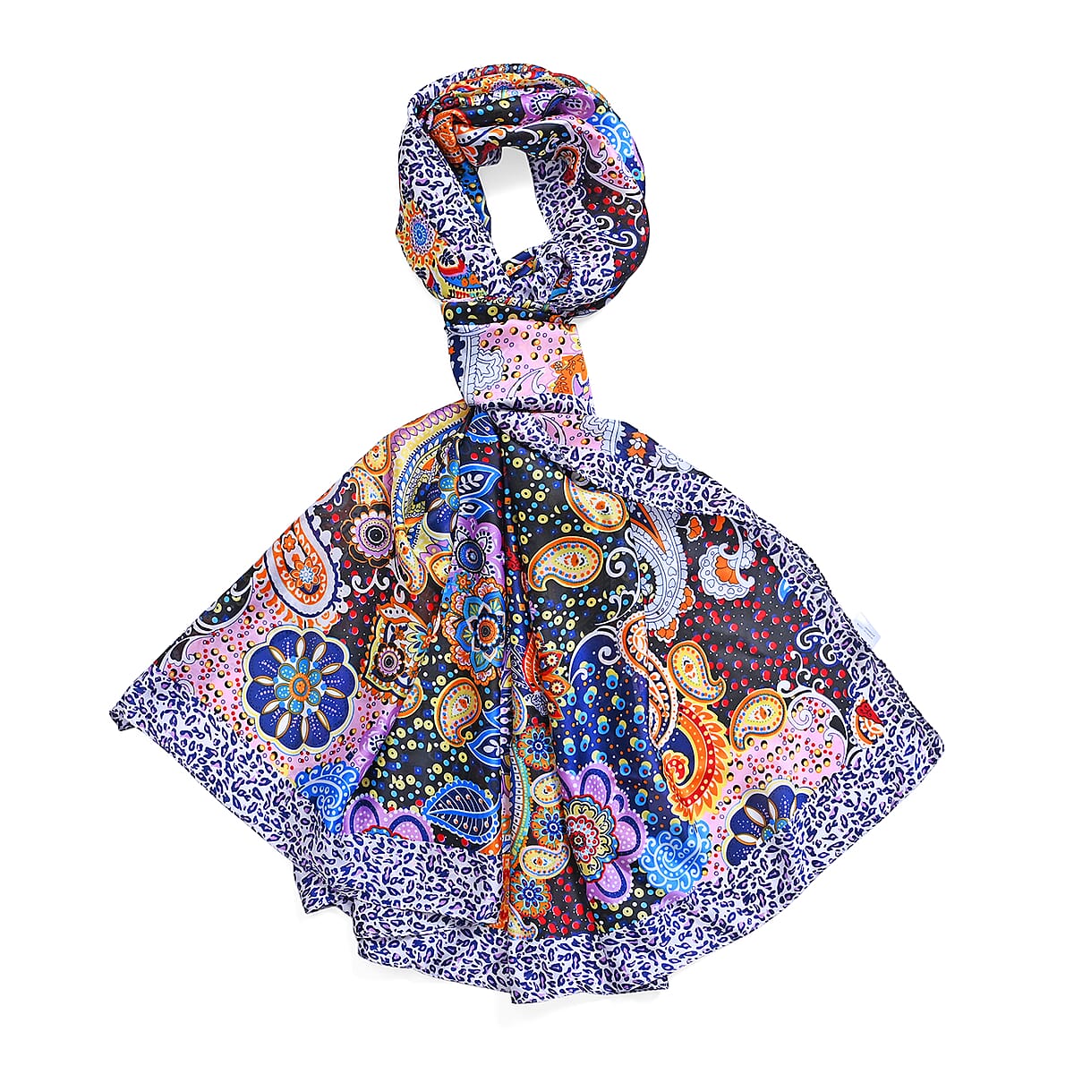 Navy Paisley Bucket Hat and Polyester Scarf Set - One Size image number 1