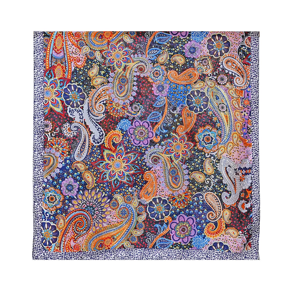 Navy Paisley Bucket Hat and Polyester Scarf Set - One Size image number 2