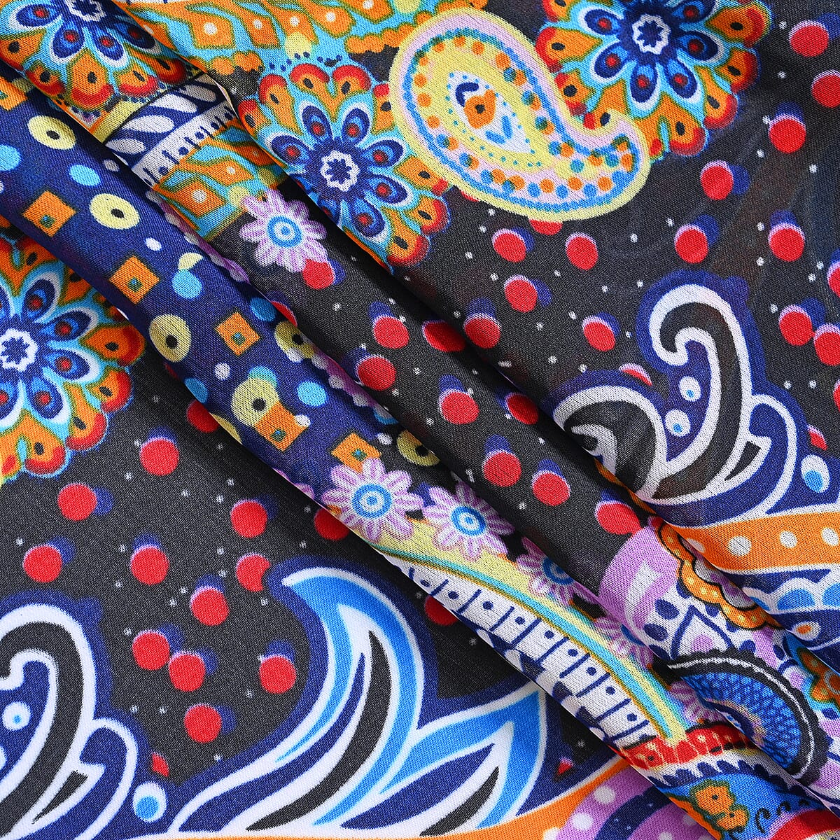 Navy Paisley Bucket Hat and Polyester Scarf Set - One Size image number 6