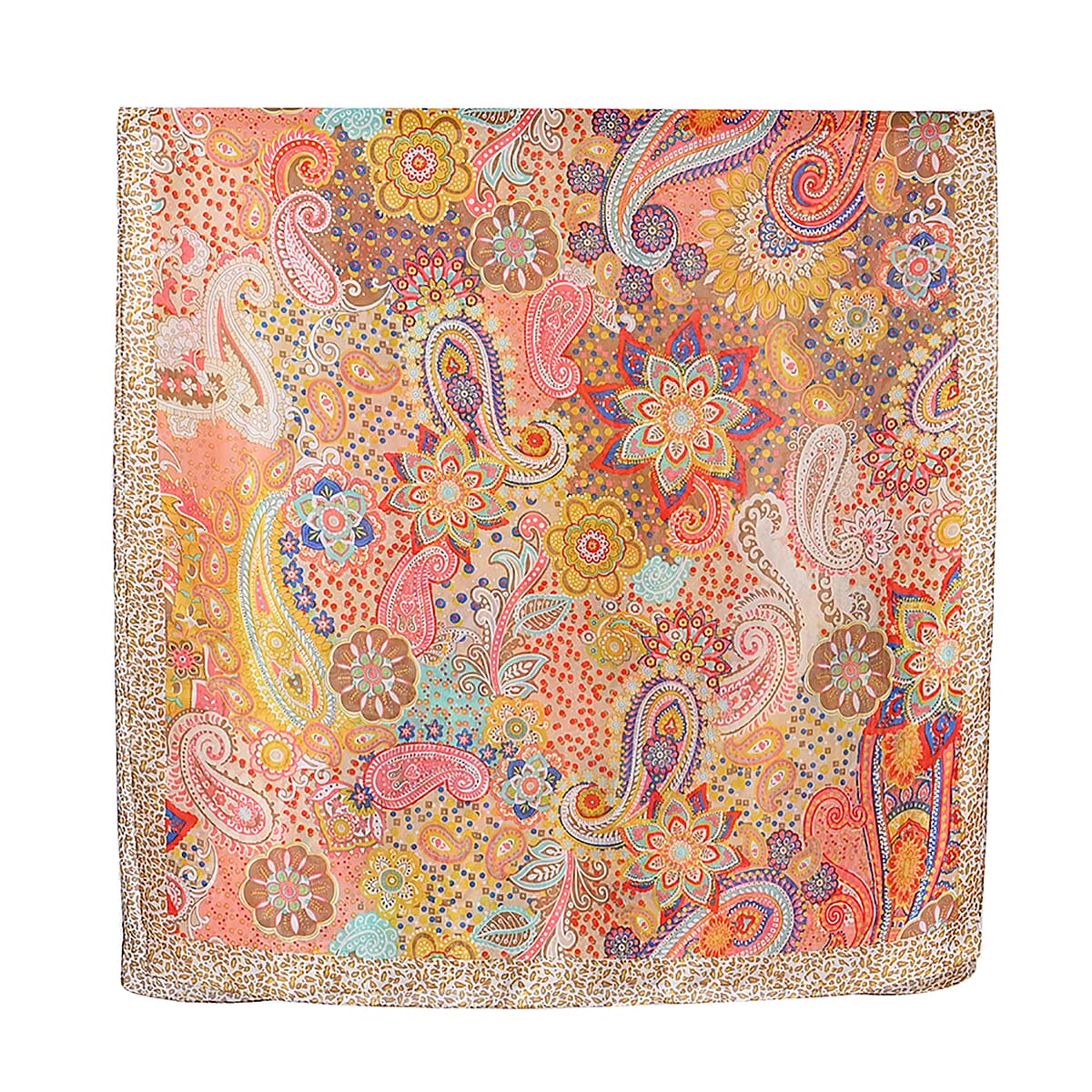 Brown Paisley Bucket Hat and Polyester Scarf Set - One Size image number 2