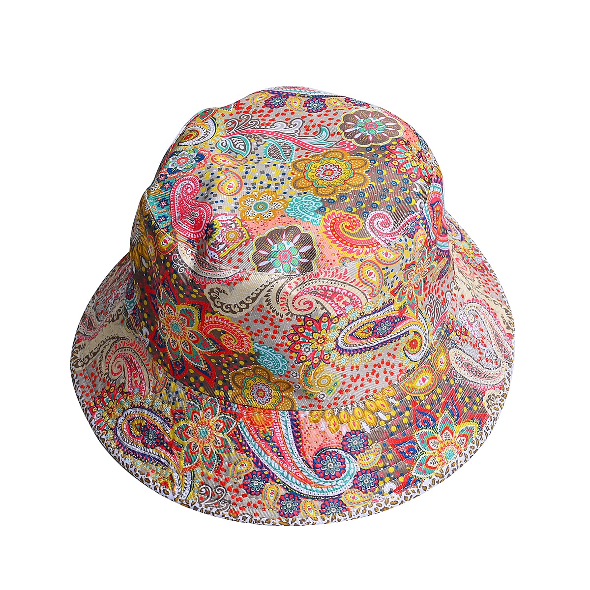 Brown Paisley Bucket Hat and Polyester Scarf Set - One Size image number 3