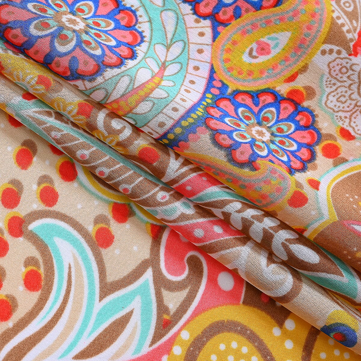 Brown Paisley Bucket Hat and Polyester Scarf Set - One Size image number 6