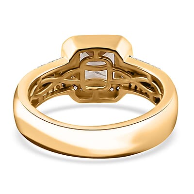 Princess Cut AAA Turkizite and Multi Gemstone Halo Ring in Vermeil Yellow Gold Over Sterling Silver (Size 6.0) 1.75 ctw