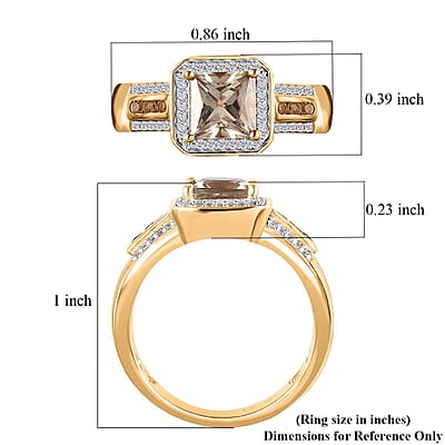 Princess Cut AAA Turkizite and Multi Gemstone Halo Ring in Vermeil Yellow Gold Over Sterling Silver (Size 6.0) 1.75 ctw