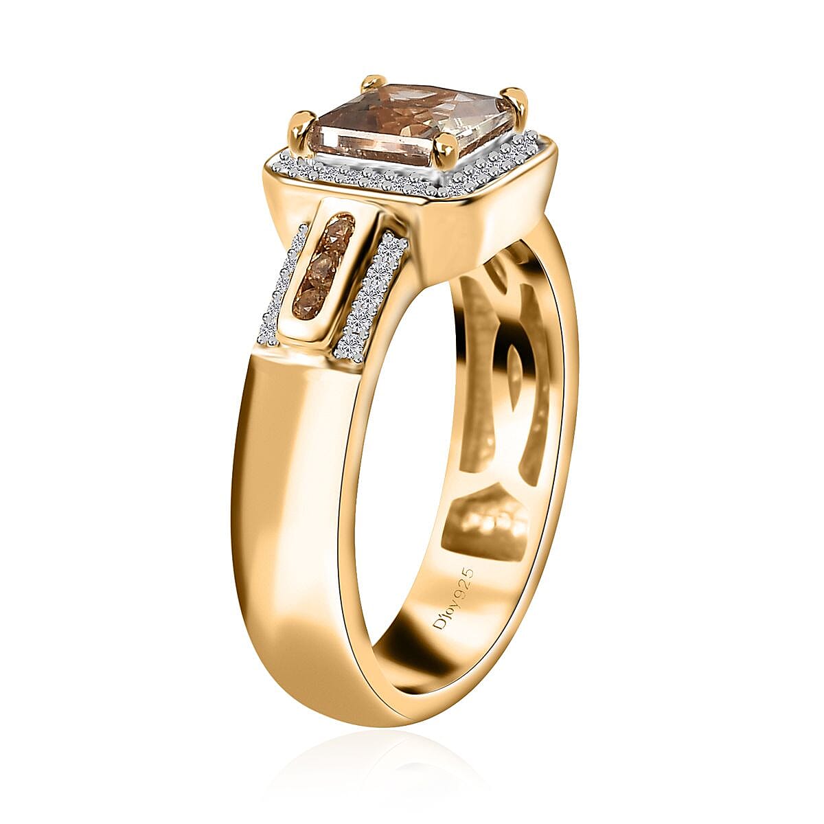 Princess Cut AAA Turkizite and Multi Gemstone Halo Ring in Vermeil Yellow Gold Over Sterling Silver (Size 8.0) 1.75 ctw image number 3