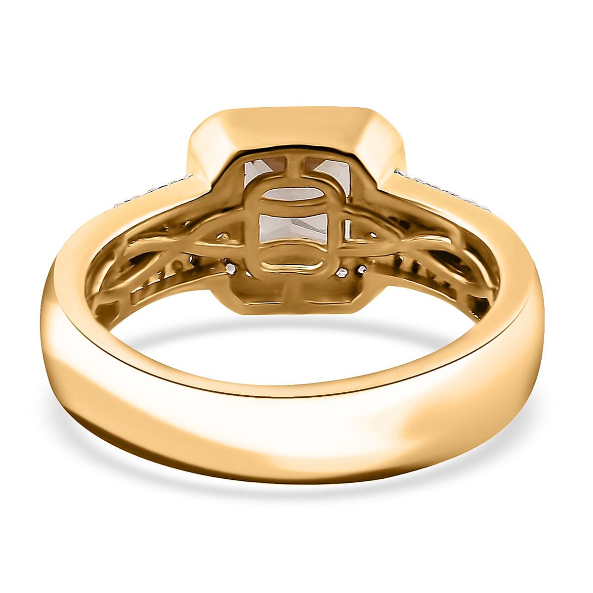 Princess Cut AAA Turkizite and Multi Gemstone Halo Ring in Vermeil Yellow Gold Over Sterling Silver (Size 8.0) 1.75 ctw image number 4