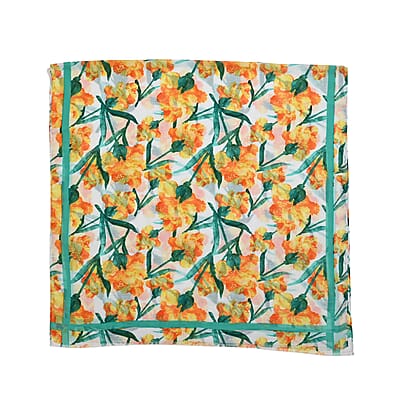 Green and Yellow Floral Printed Women's Scarf and Baseball Cap Set