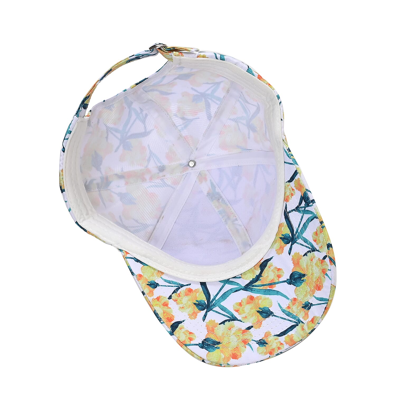 Green and Yellow Floral Printed Women's Scarf and Baseball Cap Set