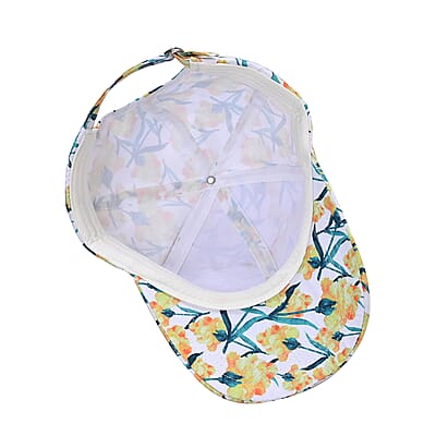 Green and Yellow Floral Printed Women's Scarf and Baseball Cap Set
