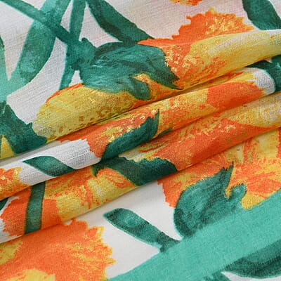 Green and Yellow Floral Printed Women's Scarf and Baseball Cap Set
